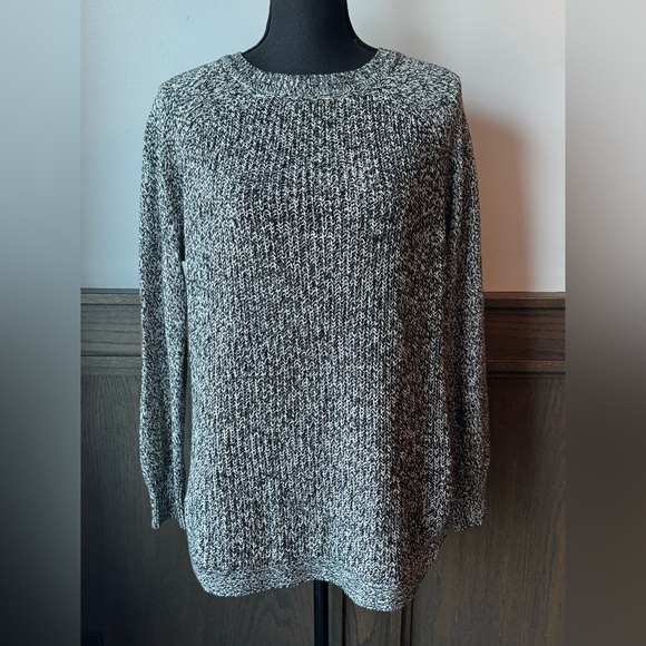 RD Style Black and White Women's Sweater brown elbow patches large - Picture 2 of 8